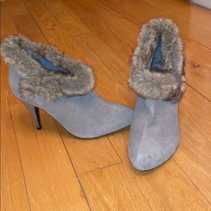 Like new gray fur booties